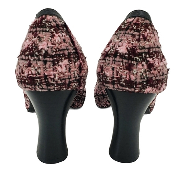 Mudd Pena Wmns Vintage Y2K Pink/Black Plaid Tweed Block High Heels Pumps Sz7.5 - Picture 9 of 11